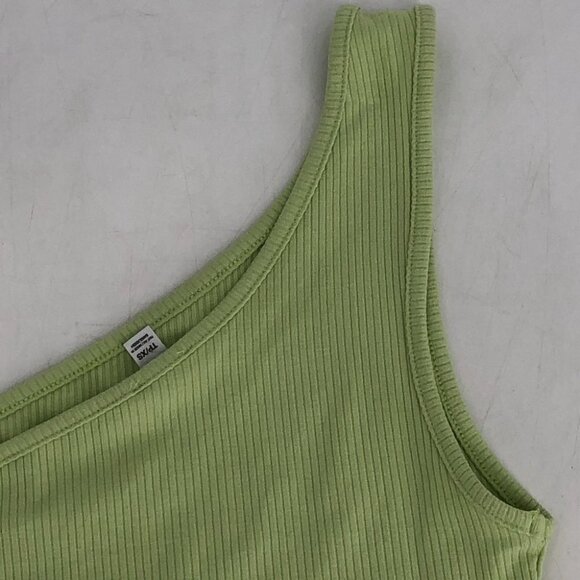 Garage Lime Green 1 Shoulder Tie Waist Ribbed Crop Top size XS - Picture 10 of 16